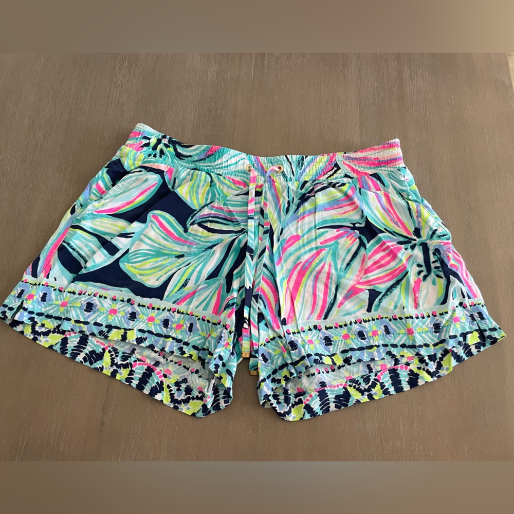 Lilly Pulitzer Katia Shorts with Navy & Aqua Accents